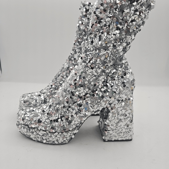 Abound Steffie Silver Sequin Platform Booties Women's Size 6.5 NWOT - Picture 4 of 10